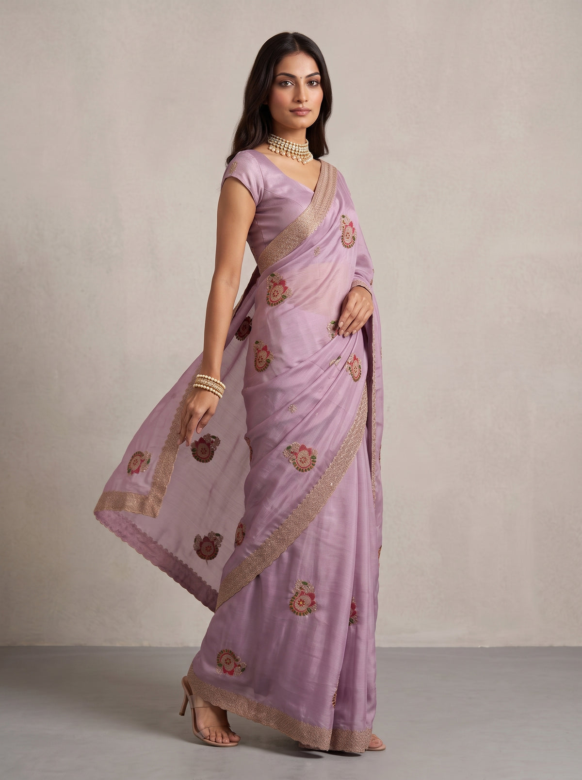 MIMOSA Pink Banarasi Saree — pose 9 styling detail