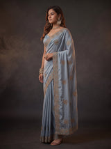 MIMOSA Ananda Banarasi Chiffon Saree — pose 3 styling detail