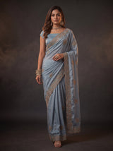 MIMOSA Ananda Banarasi Chiffon Saree — pose 6 styling detail
