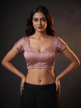 MIMOSA Peach Banarasi Chiffon Saree — blouse close-up