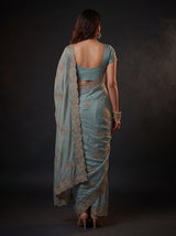 MIMOSA Rama Banarasi Chiffon Saree — Saree shot pallu and body