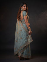 MIMOSA Rama Banarasi Chiffon Saree — pose 7 styling detail
