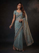MIMOSA Rama Banarasi Chiffon Saree — pose 9 styling detail
