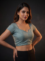 MIMOSA Rama Banarasi Chiffon Saree — blouse close-up