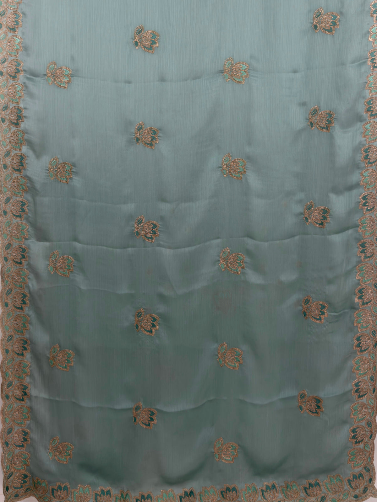 MIMOSA Rama Banarasi Chiffon Saree — pallu and zari work detail