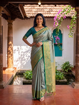 MIMOSA Sapphire Kanjivaram Saree — pose 4 styling detail