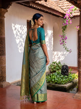 MIMOSA Sapphire Kanjivaram Saree — pose 5 styling detail