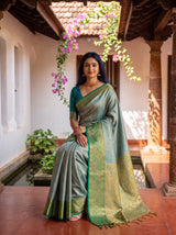 MIMOSA Sapphire Kanjivaram Saree — pose 8 styling detail