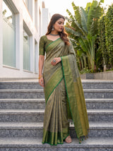 MIMOSA Green Kanjivaram Saree — pose 9 styling detail
