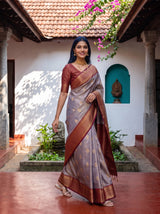 MIMOSA Jamun Kanjivaram Organza Saree — pose 6 styling detail