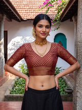 MIMOSA Jamun Kanjivaram Organza Saree — blouse close-up