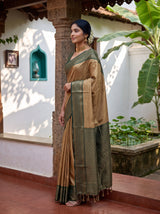 MIMOSA Mustard Kanjivaram Organza Saree — pose 3 styling detail