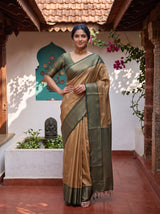 MIMOSA Mustard Kanjivaram Organza Saree — pose 4 styling detail