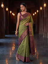 MIMOSA Green Kanjivaram Organza Saree — AI Model lower body