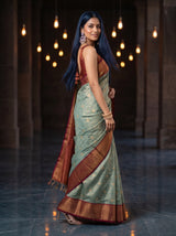 MIMOSA Sapphire Kanjivaram Organza Saree — AI Model lower body