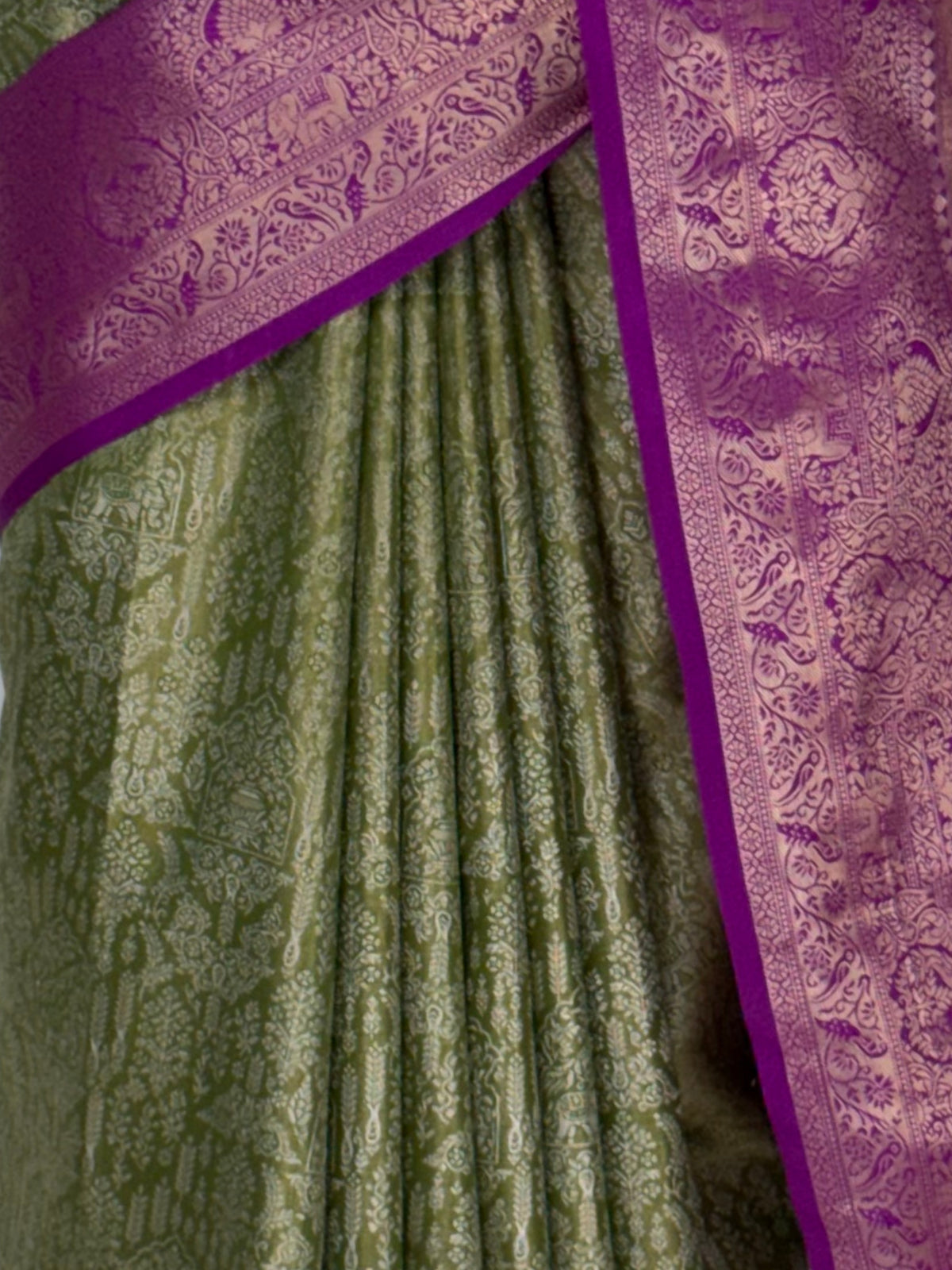 MIMOSA Green Kanjivaram Art Silk Saree — fleets shot full lifestyle