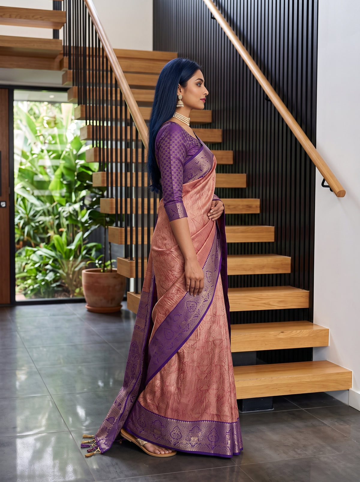 MIMOSA Rani Kanjivaram Art Silk Saree — pose 3 styling detail