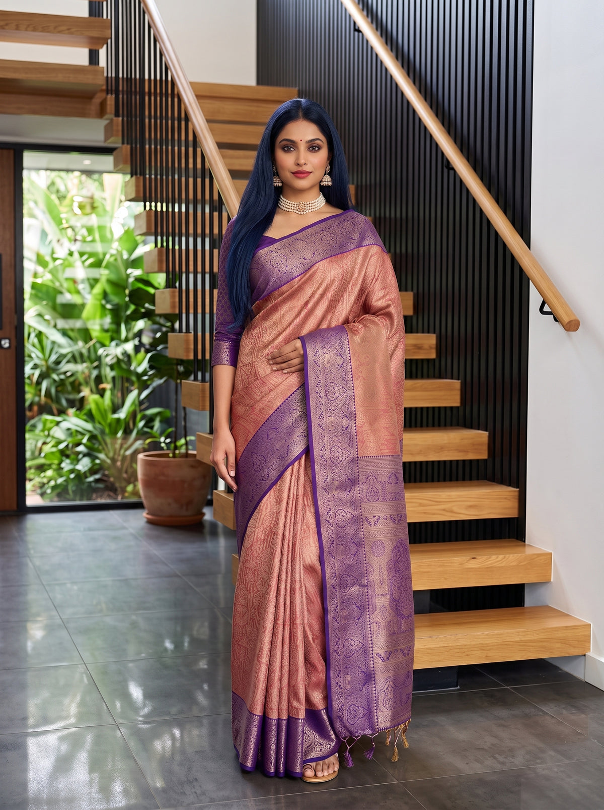 MIMOSA Rani Kanjivaram Art Silk Saree — pose 5 styling detail
