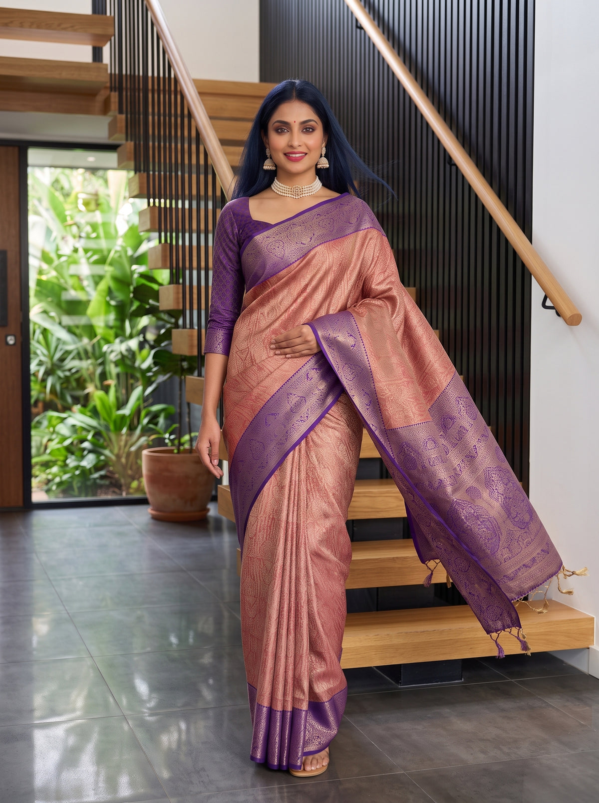 MIMOSA Rani Kanjivaram Art Silk Saree — pose 6 styling detail