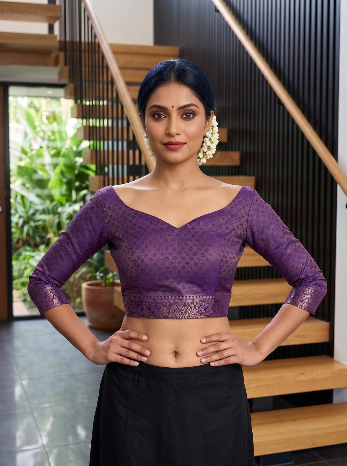 MIMOSA Rani Kanjivaram Art Silk Saree — blouse close-up