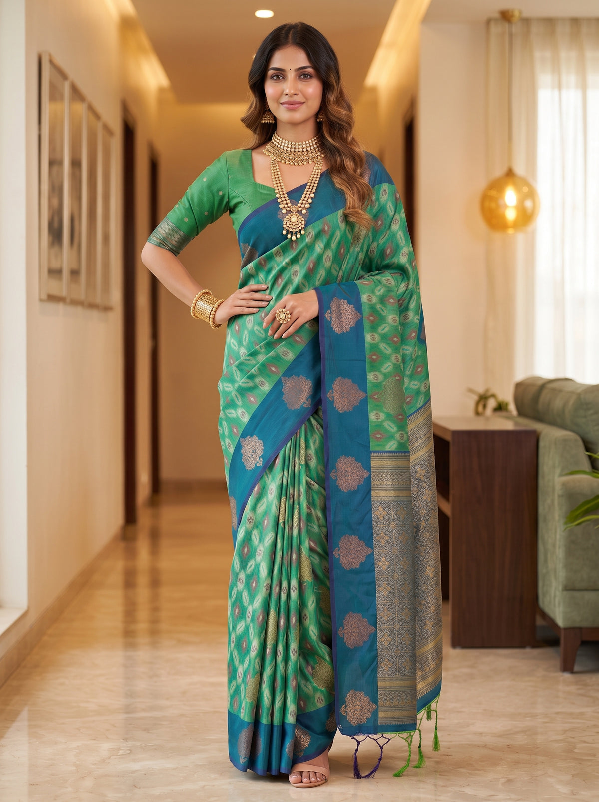 MIMOSA Rama Pochampally Saree — pose 4 styling detail