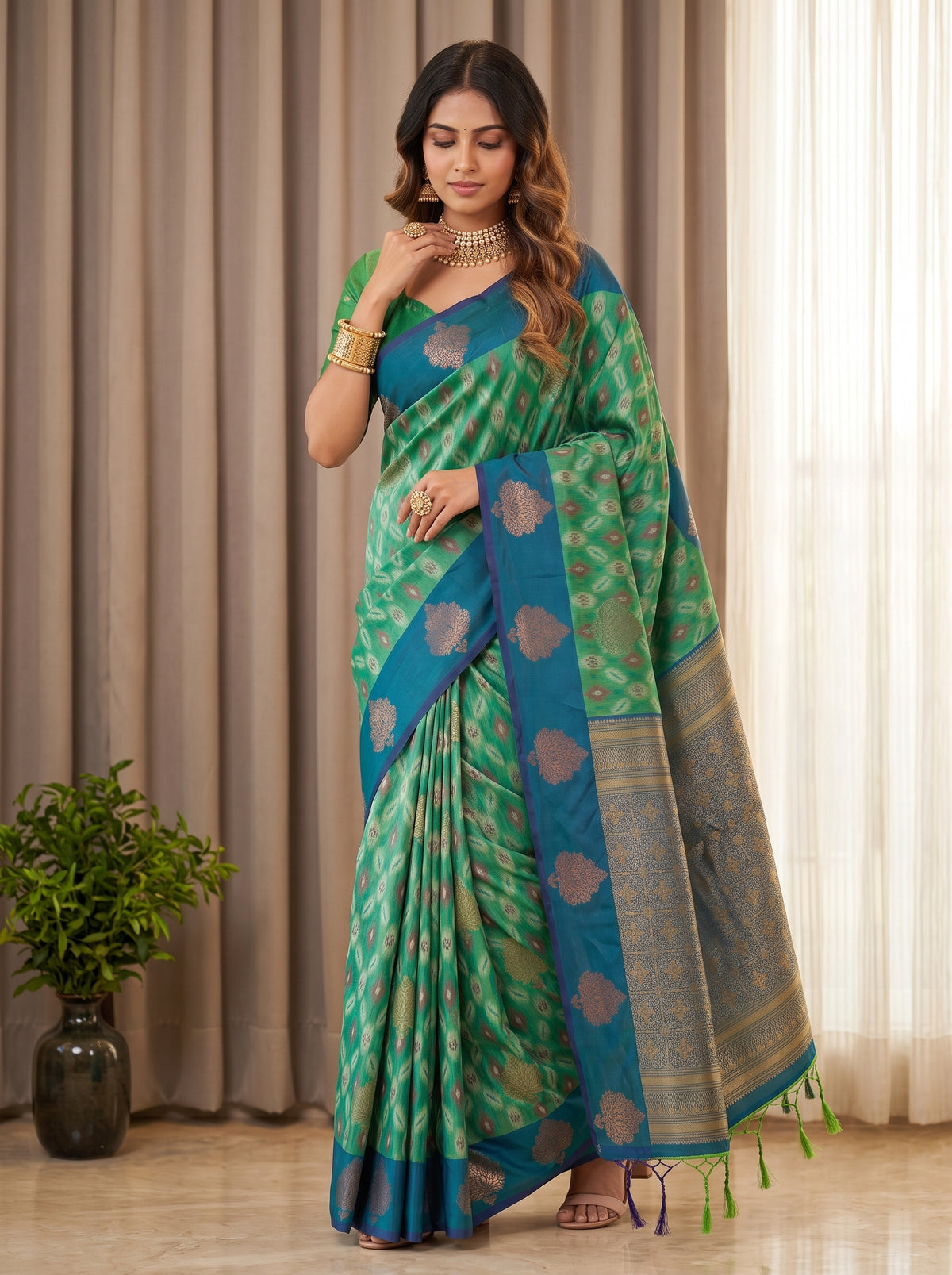 MIMOSA Rama Pochampally Saree — pose 9 styling detail