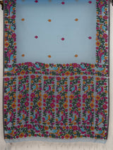 MIMOSA Blue Banarasi Linen Saree — pallu and zari work detail