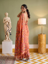 MIMOSA Gajari Banarasi Linen Saree — pose 7 styling detail