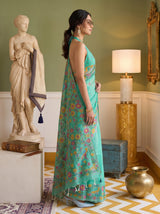 MIMOSA Rama Banarasi Linen Saree — pose 3 styling detail