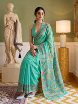 MIMOSA Rama Banarasi Linen Saree — pose 8 styling detail