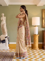 MIMOSA Tussar Banarasi Linen Saree — pose 3 styling detail