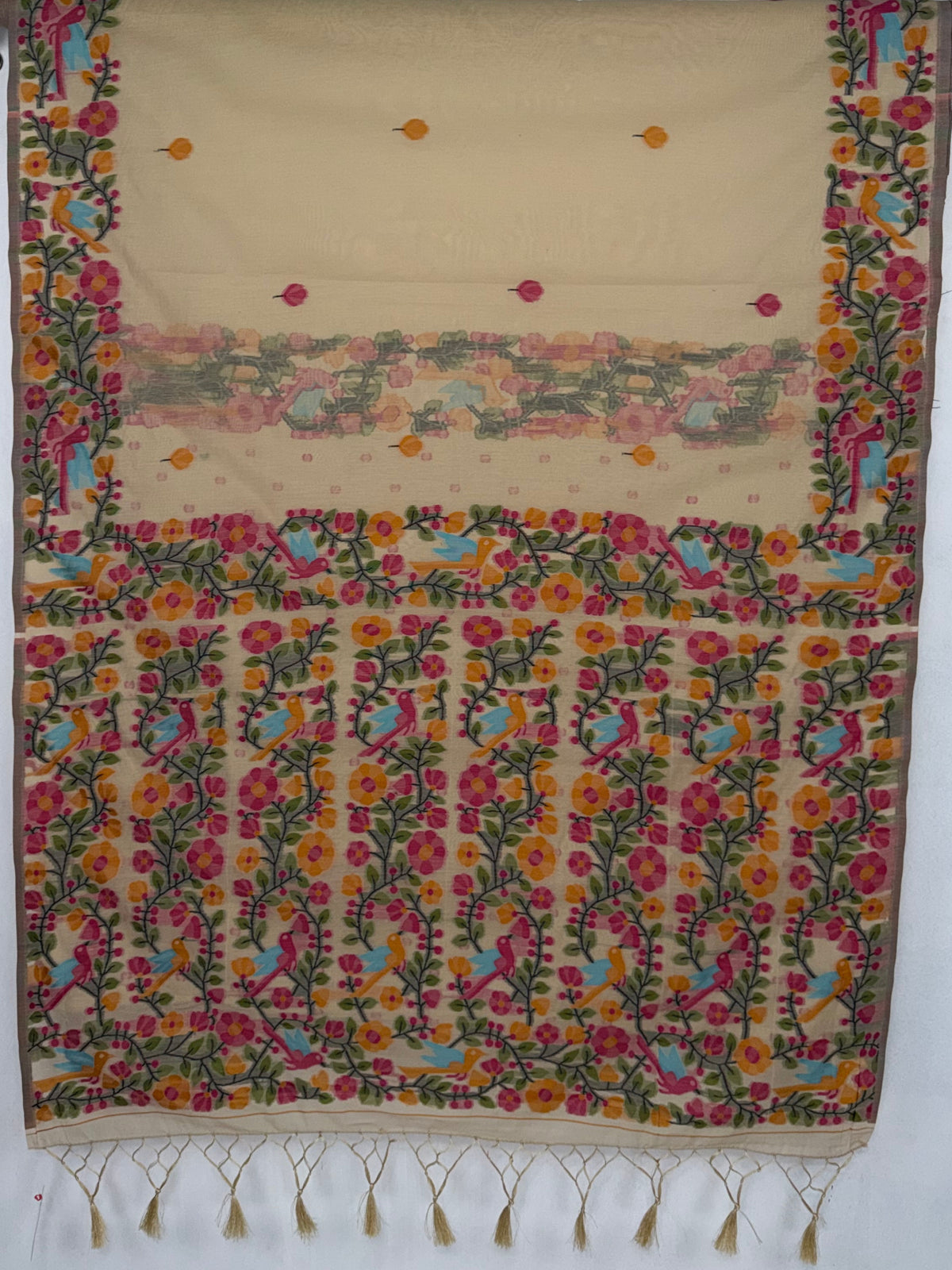MIMOSA Tussar Banarasi Linen Saree — pallu and zari work detail
