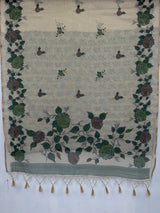MIMOSA Bottle Green Banarasi Saree — pallu and zari work detail