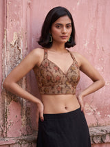 MIMOSA Mehndi Banarasi Saree — blouse close-up
