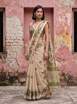 MIMOSA Olive Banarasi Saree — pose 9 styling detail