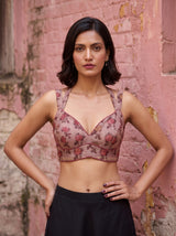 MIMOSA Pink Banarasi Saree — blouse close-up
