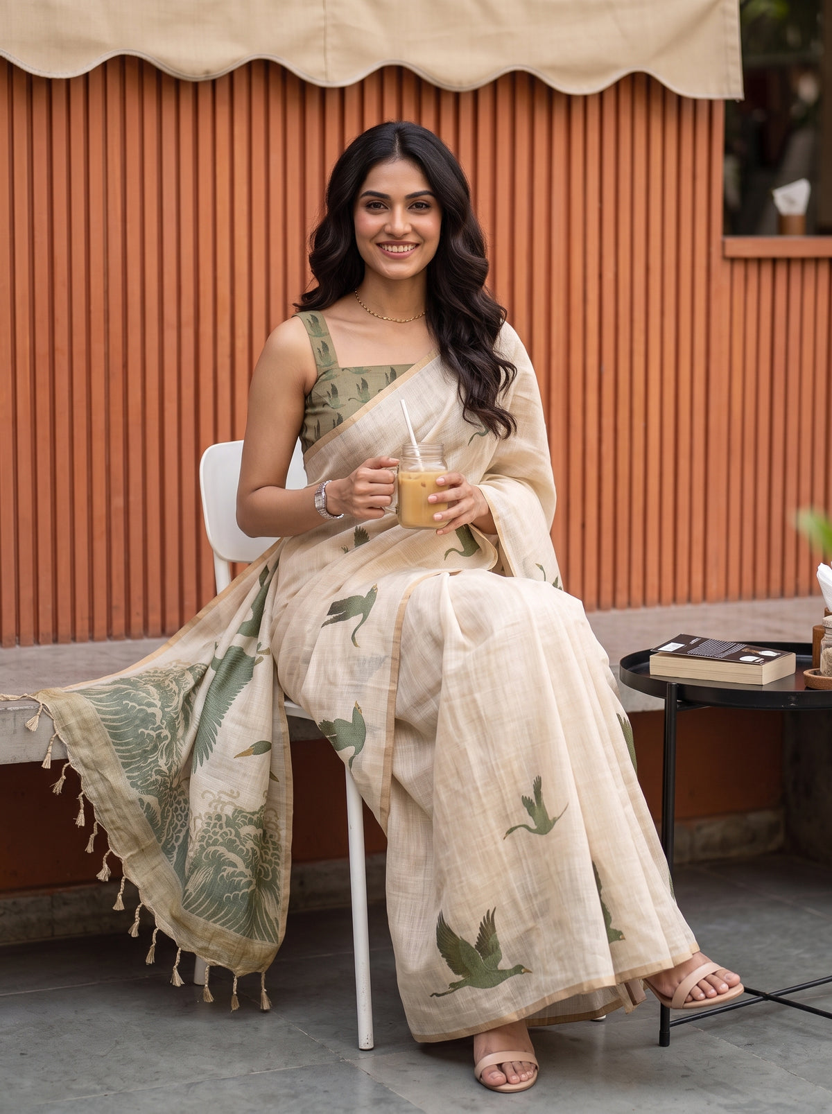 MIMOSA Green Banarasi Saree — pose 8 styling detail