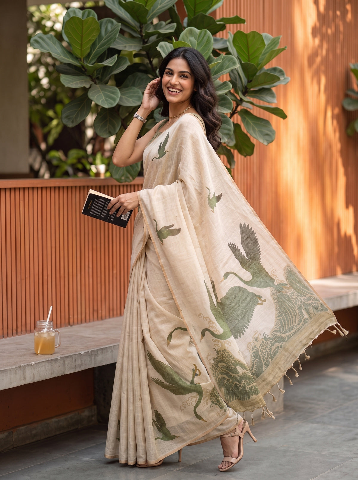 MIMOSA Green Banarasi Saree — pose 9 styling detail