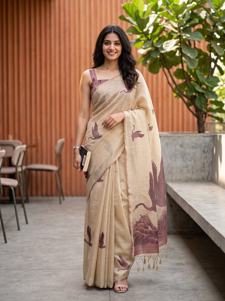 MIMOSA Pink Banarasi Saree — front view on mannequin