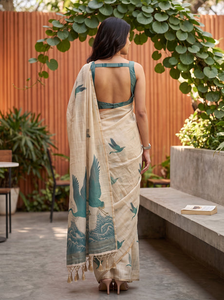 MIMOSA Rama Banarasi Saree — pose 2 styling detail