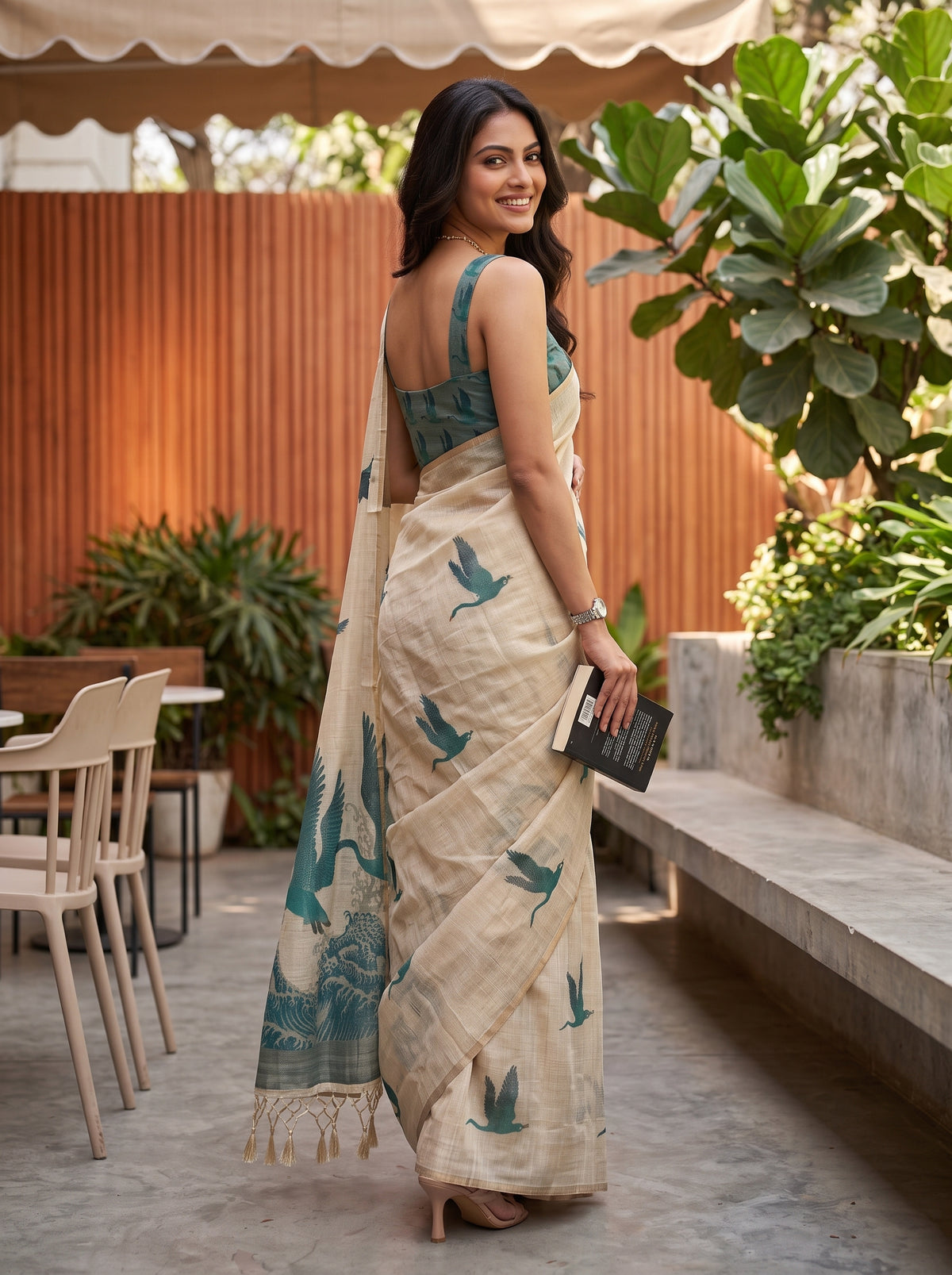 MIMOSA Rama Banarasi Saree — pose 7 styling detail