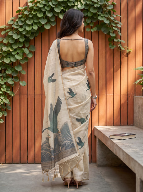 MIMOSA Sapphire Banarasi Saree — pose 2 styling detail