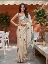 MIMOSA Sapphire Banarasi Saree — pose 4 styling detail