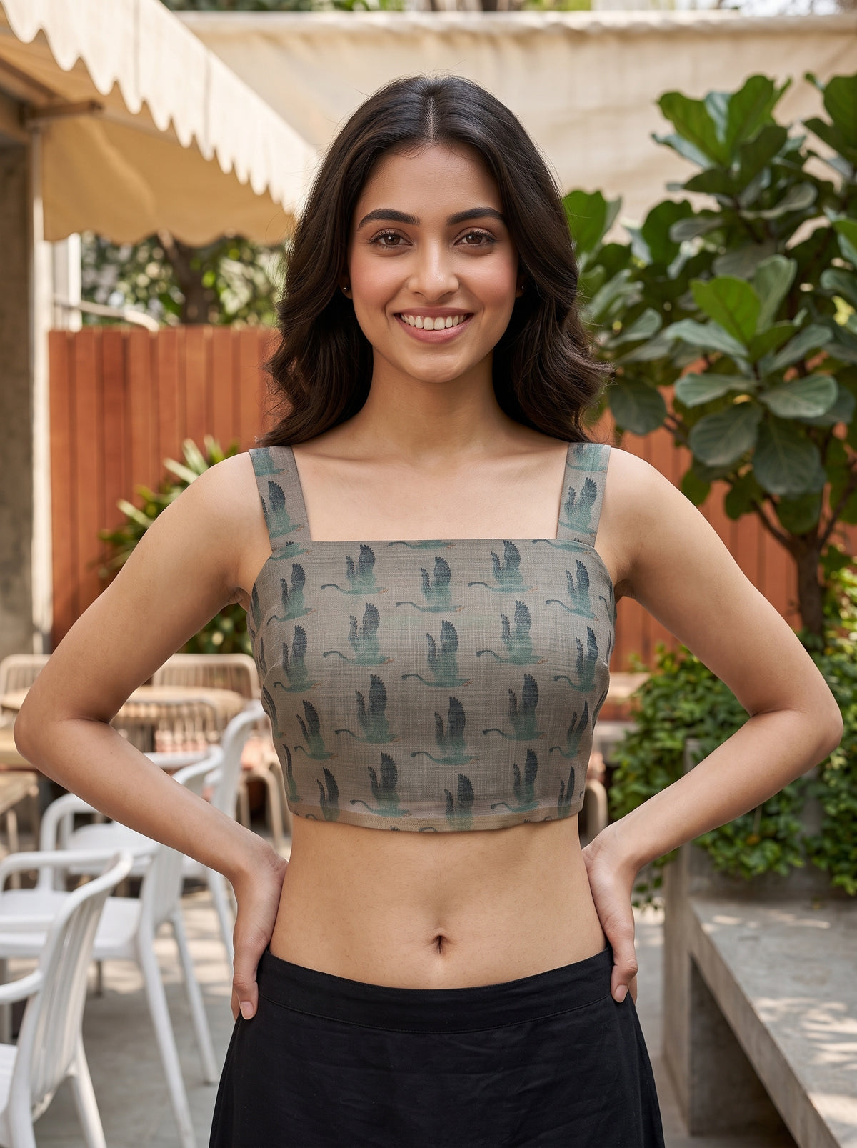 MIMOSA Sapphire Banarasi Saree — blouse close-up