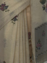 MIMOSA Grey Banarasi Linen Saree — fleets shot full lifestyle
