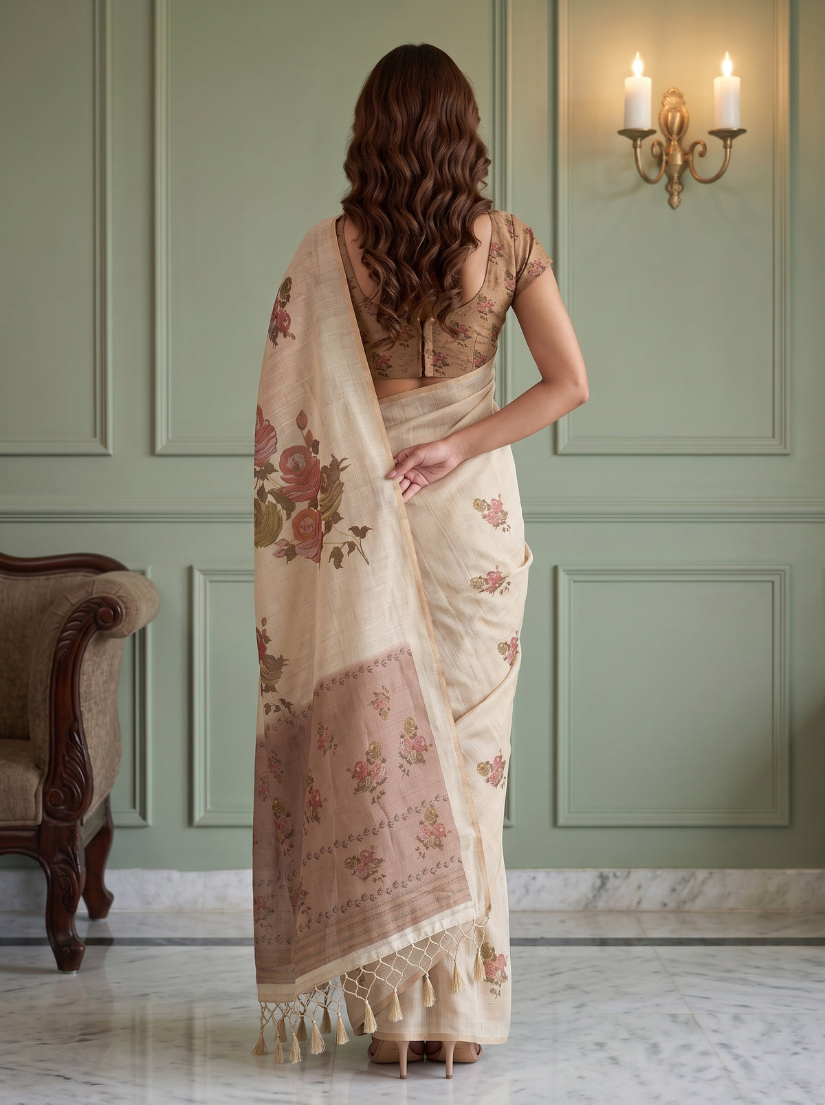 MIMOSA Mustard Banarasi Linen Saree — saree shot pallu and body