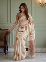 MIMOSA Mustard Banarasi Linen Saree — pose 8 styling detail