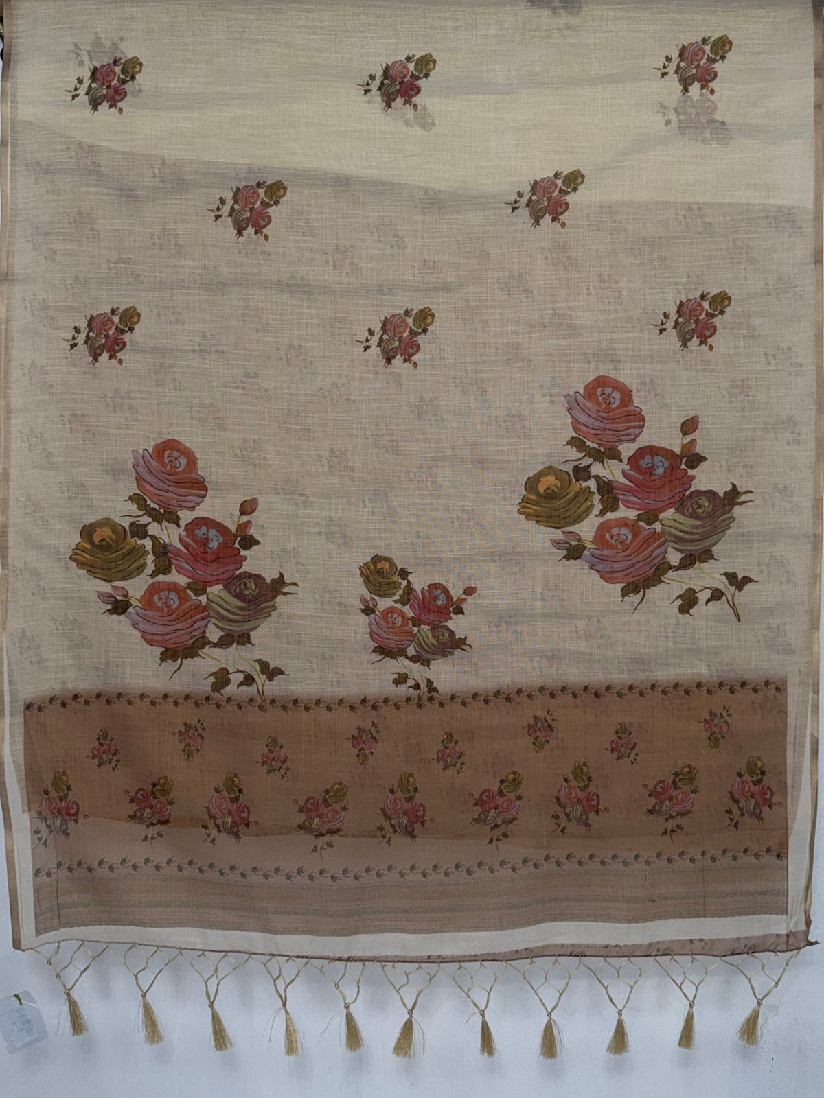 MIMOSA Mustard Banarasi Linen Saree — pallu and zari work detail