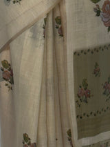 MIMOSA Olive Banarasi Linen Saree — fleets shot full lifestyle