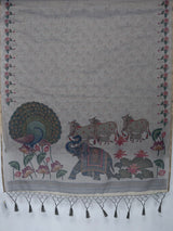MIMOSA Grey Banarasi Linen Saree — pallu and zari work detail